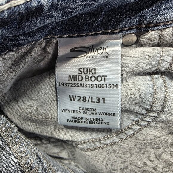 Silver Jeans Suki Mid Boot Jeans Womens 28 Blue Fluid Denim Stretch Bootcut - Picture 6 of 11